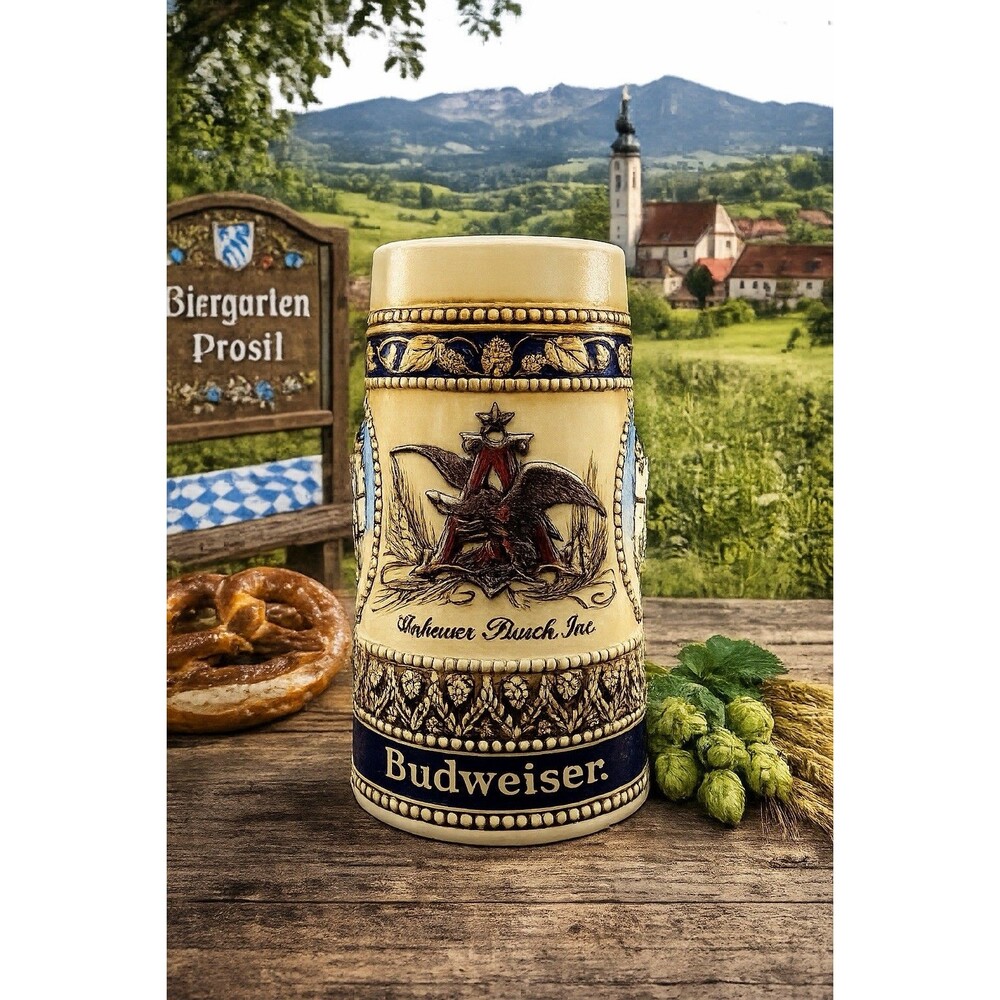 Anheuser-Busch Budweiser 3D Relief Beer Stein Eagle Ceramic